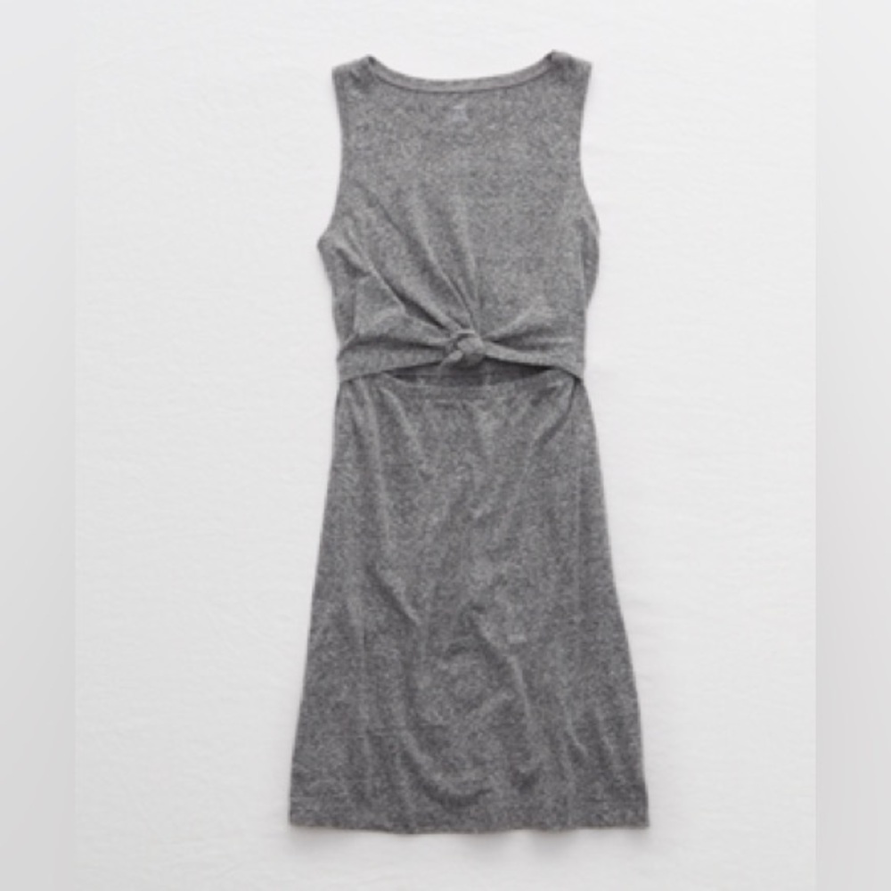 Aerie Gray Cutout Knot Dress